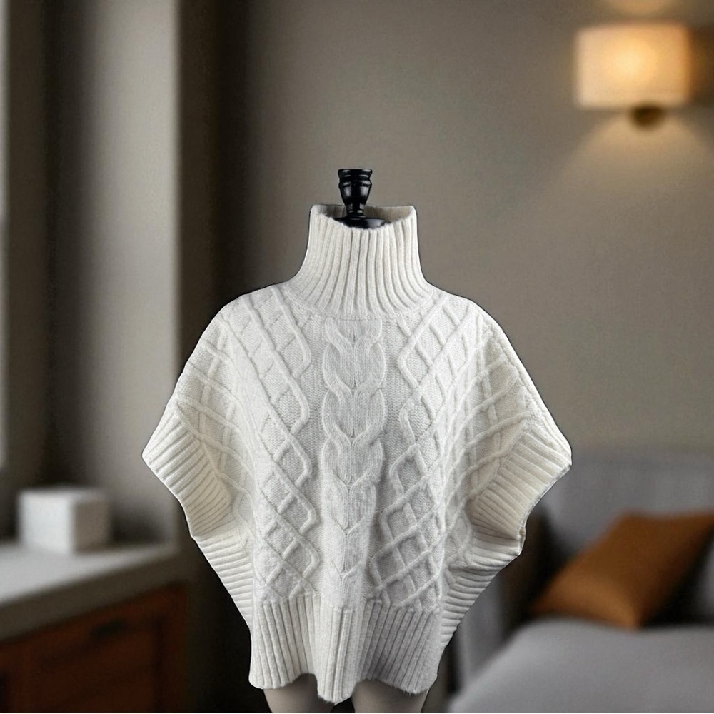 Express White Cowl Neck Cable Knit Sweater
